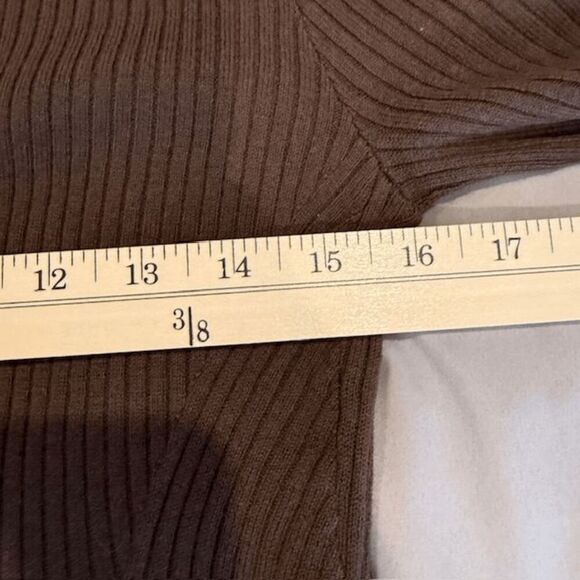 AYR Merino The West End Wool Blend Brown Button Frt Top Short Sleeve Size Medium - Picture 6 of 8